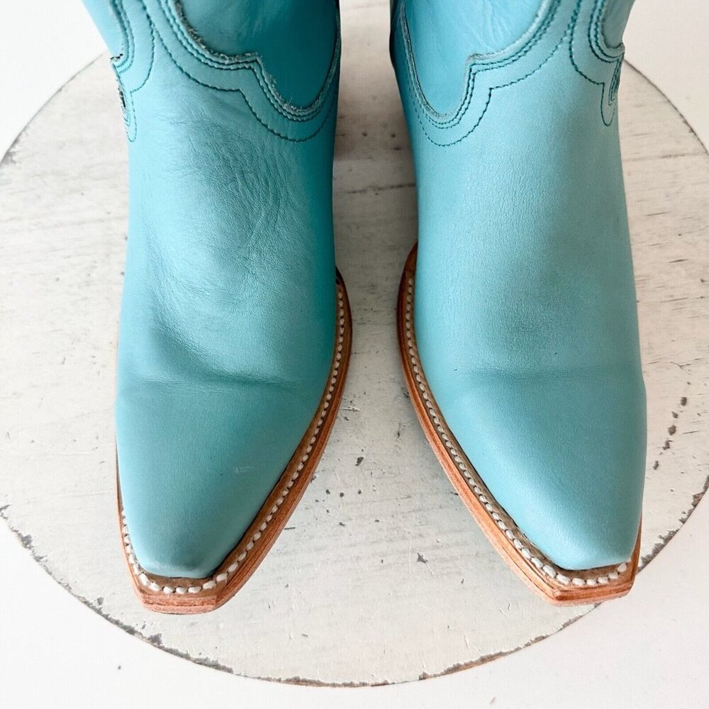 Lane EMMA JANE Turquoise Cowboy Boots Womens 5 Western Snip Toe 14" Tall Shaft - Picture 7 of 11